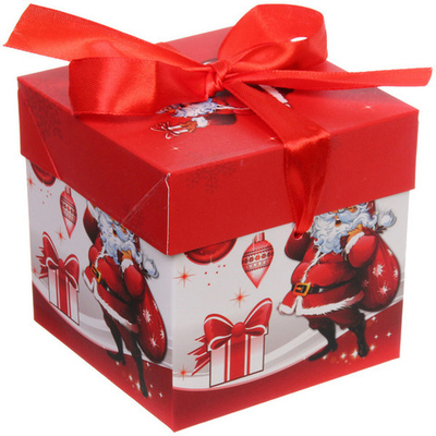 Коробка подарочная «Дедушка Мороз» 10*10*10 см
