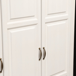 Шкаф для одежды распашной белый Харви трехдверный деревянный со штангой и полками, шкаф для вещей в прихожую и спальню с филенкой в викторианском стиле из массива сосны