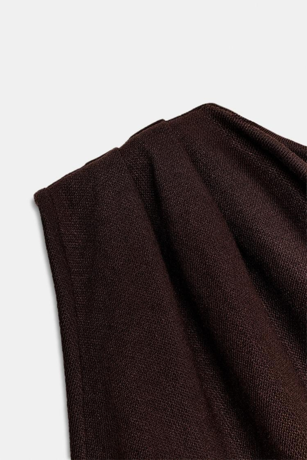 ZARA ТОП АСИММЕТРИЧНОГО КРОЯ ИЗ ТРИКОТАЖА, КОРИЧНЕВЫЙ