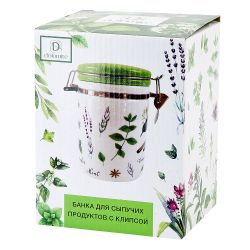 Банка для сыпучих продуктов (клипс) " " 15*10*16см. v=800мл. (керамика)
