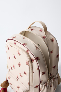 ZARA ШКОЛЬНЫЙ РЮКЗАК С МИШКАМИ, ЭКРЮ