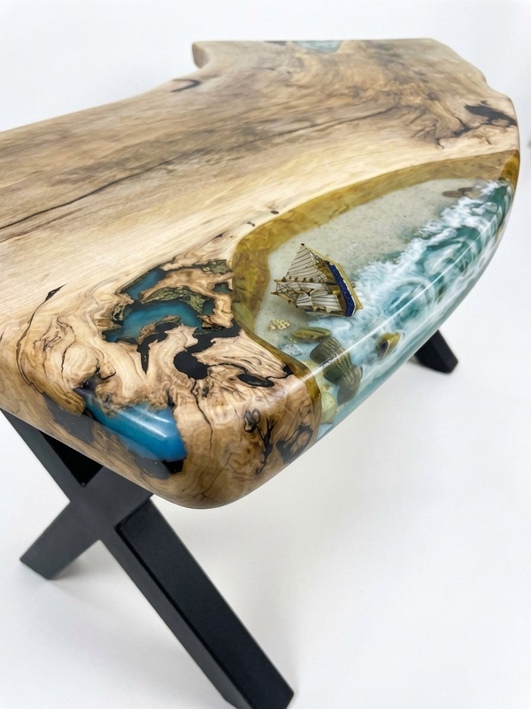 Письменный стол из слэба платана SHAPE 200