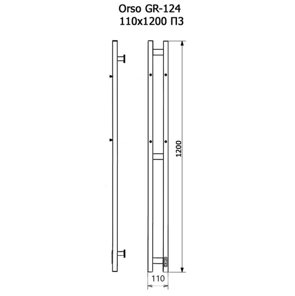 Полотенцесушитель электр. Orso GR-124 110х1200 П3 white R