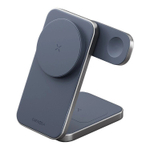 Беспроводное зарядное устройство EnergEA Bazic GoMag Trio PLUS 3in1 magnetic wireless foldable charger Qi2 22.5W, Blue (MAG-TRIOPLUS-BLU)