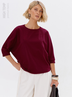 Свободная футболка летучая мышь с рукавом 3/4