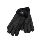 Женские Меховые Перчатки Ugg Черные Кожаные (04)