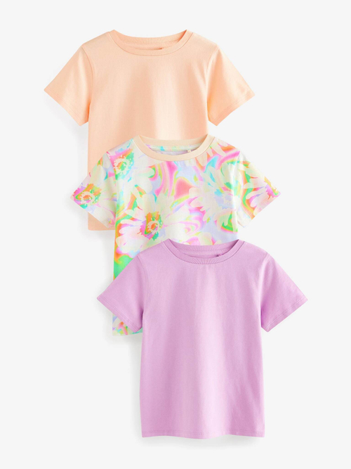 Футболка для девочки Next E91-492, 3 шт., Сиреневый, Светло-оранжевый