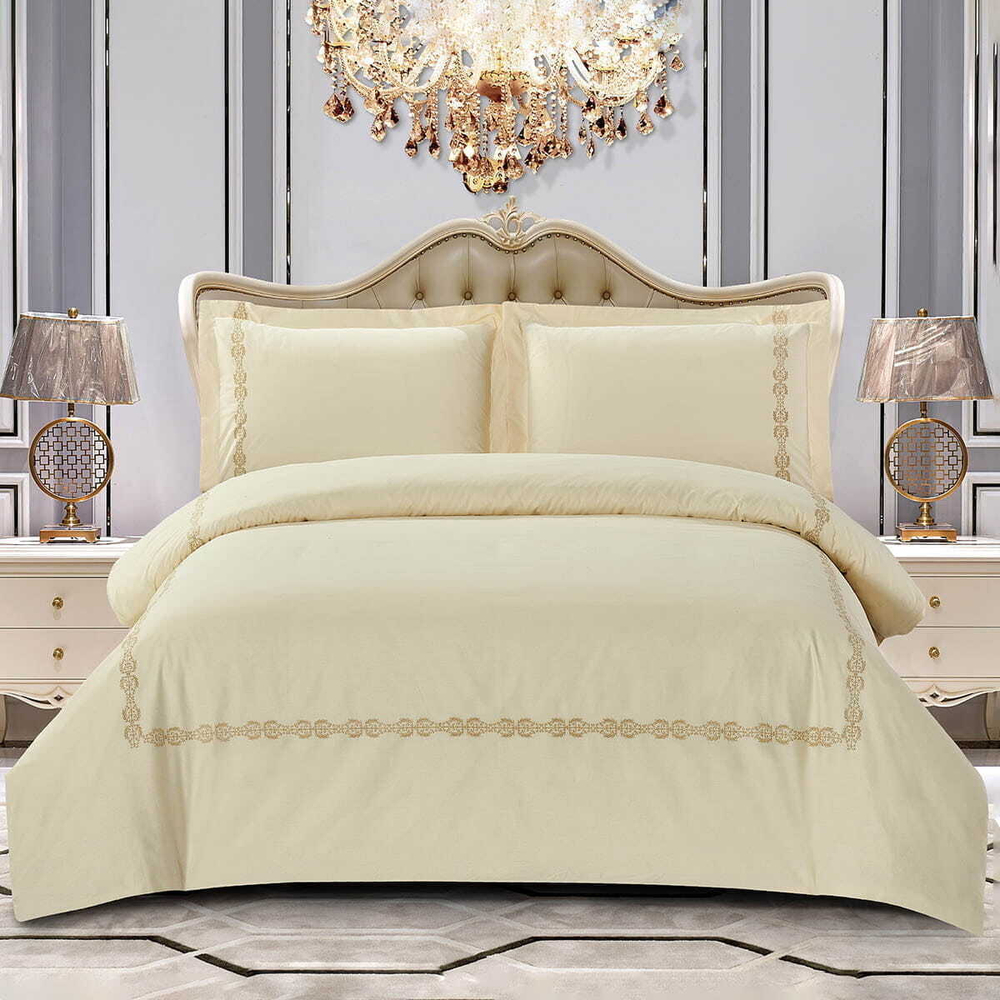 Постельное белье 2 спальное евро Arya home Deluxia Camila бежевое