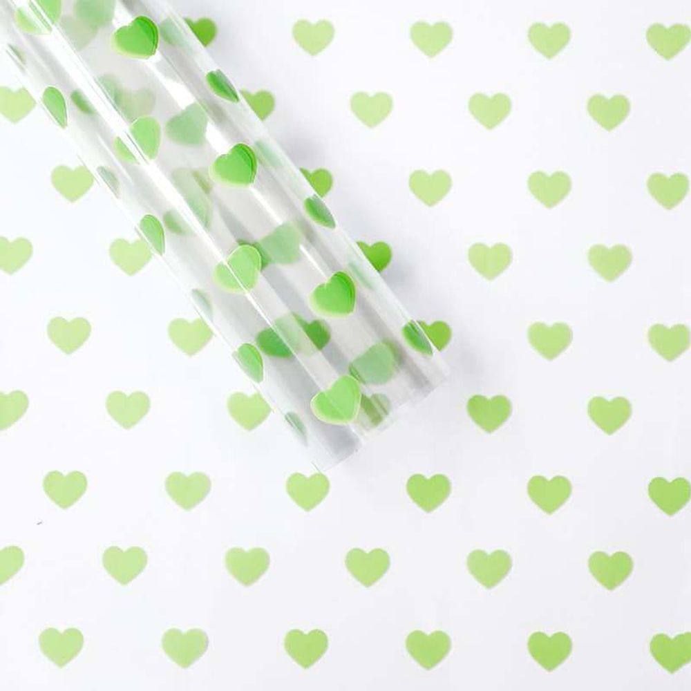 Пленка Сердца ЗЕЛЕНЫЙ 60см*200гр