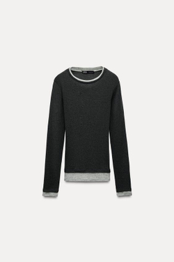 ZARA ДВОЙНОЙ ТОП, ТЕМНО-СЕРЫЙ С МЕЛАНЖЕВЫМ ЭФФЕКТОМ