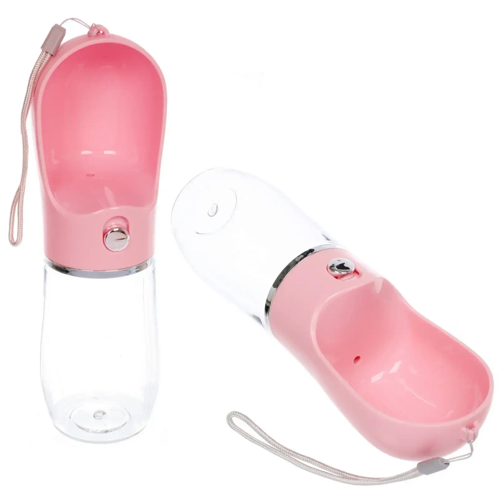 Поилка портативная прогулочная с кнопкой «ЛЮБИМЫЙ БРО», цвет розовый, 380мл (коробка)