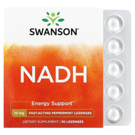 Витамины группы B Swanson, NADH, перечная мята, 10 мг, 30 пастилок