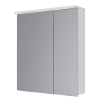 Шкаф зеркальный Lemark ZENON 70х80 см 2-х дверный, с козырьком-подсветкой, с розеткой, цвет корпуса: белый глянец