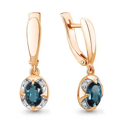 942888Ак Серьги из Золота с бриллиантами, топазами лондон блю