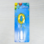 Свеча для торта цифра "0" золото