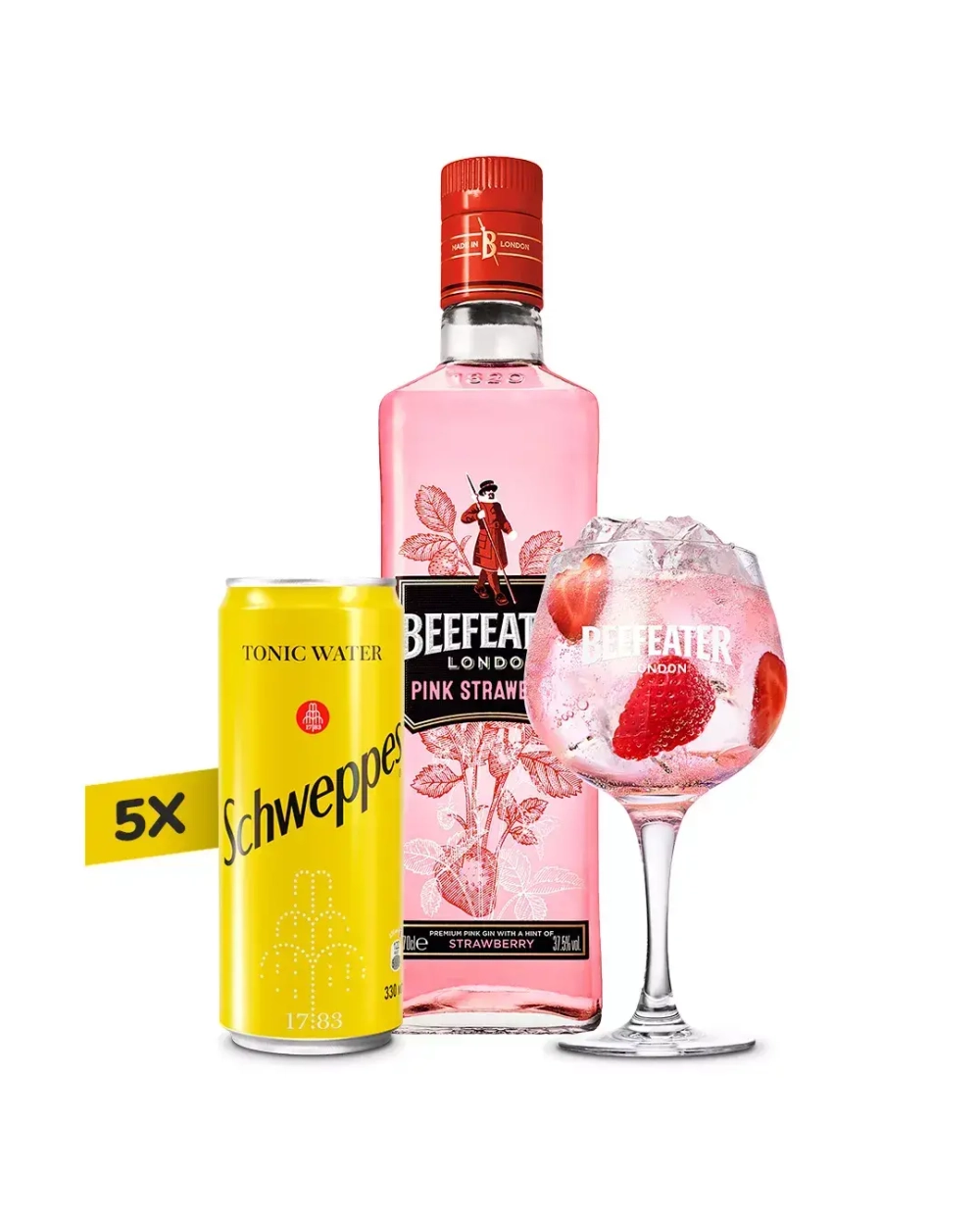 Beefeater Pink Strawberry 0,7 л. + 5 шт. Schweppes