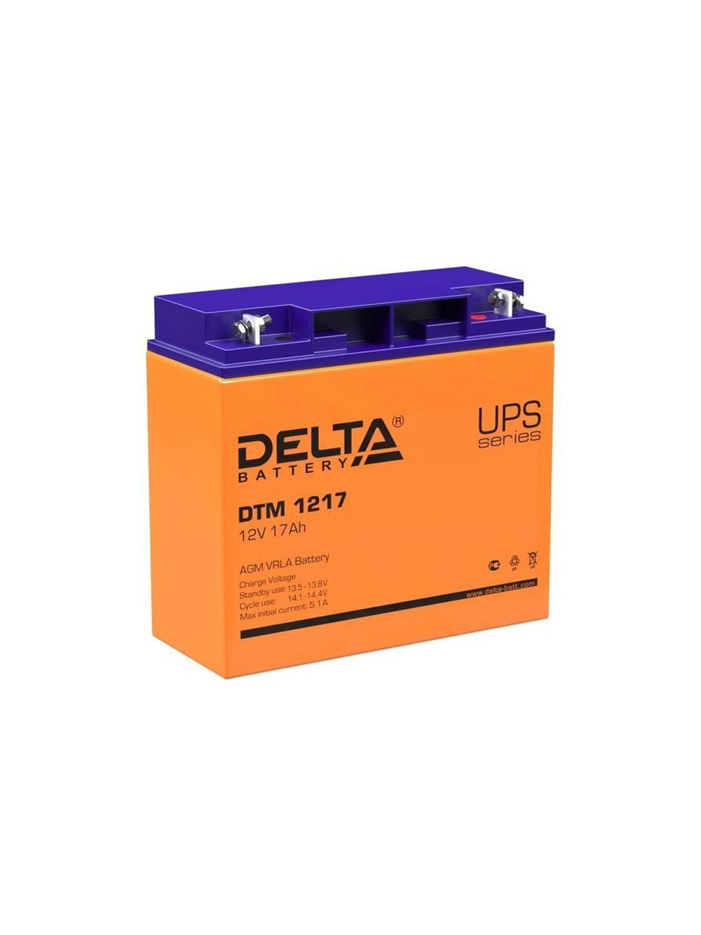 Аккумулятор UPS 12В 17А.ч DTM 1217 Delta 4614010050012