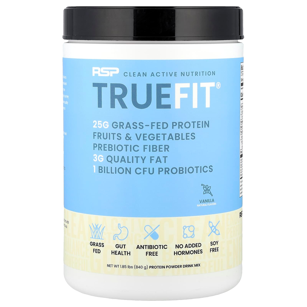 RSP Nutrition, TrueFit, сывороточный протеиновый коктейль из экологически чистых ингредиентов, ваниль, 940 г (2 фунта)