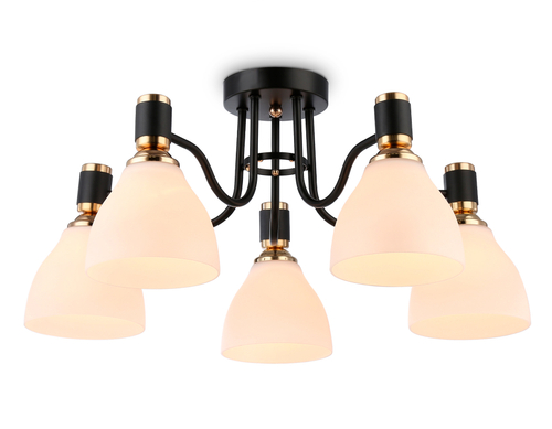 Светильник потолочный TR303307/5 BK/GD/FR черный/золото/белый матовый E27*5 max 60W D600*270