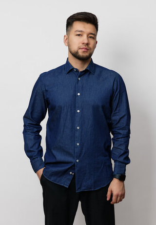 Рубашка мужская DENIM DARK BLUE