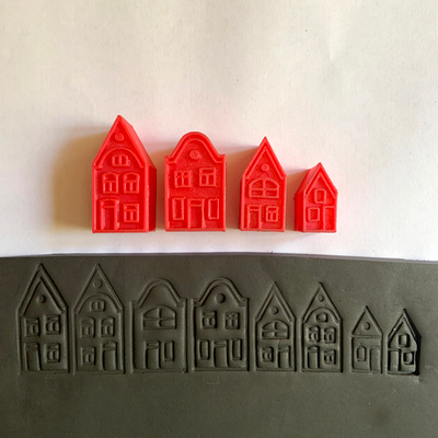 Набор двусторонних штампов  "Домики №1"