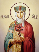 Икона под старину А5. Дерево, холст (святые жены)