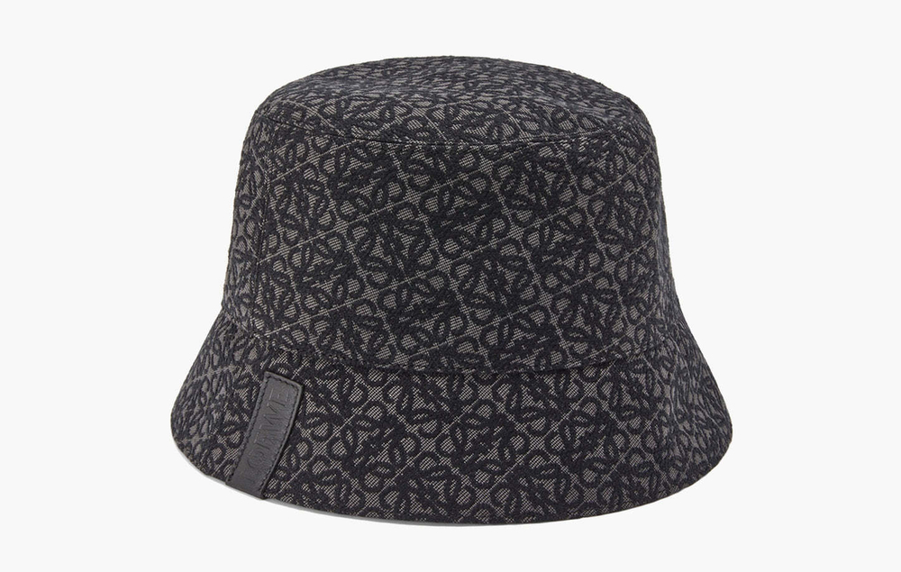 Loewe Anagram Reversible Jacquard and Nylon Bucket "Anthracite/Black"