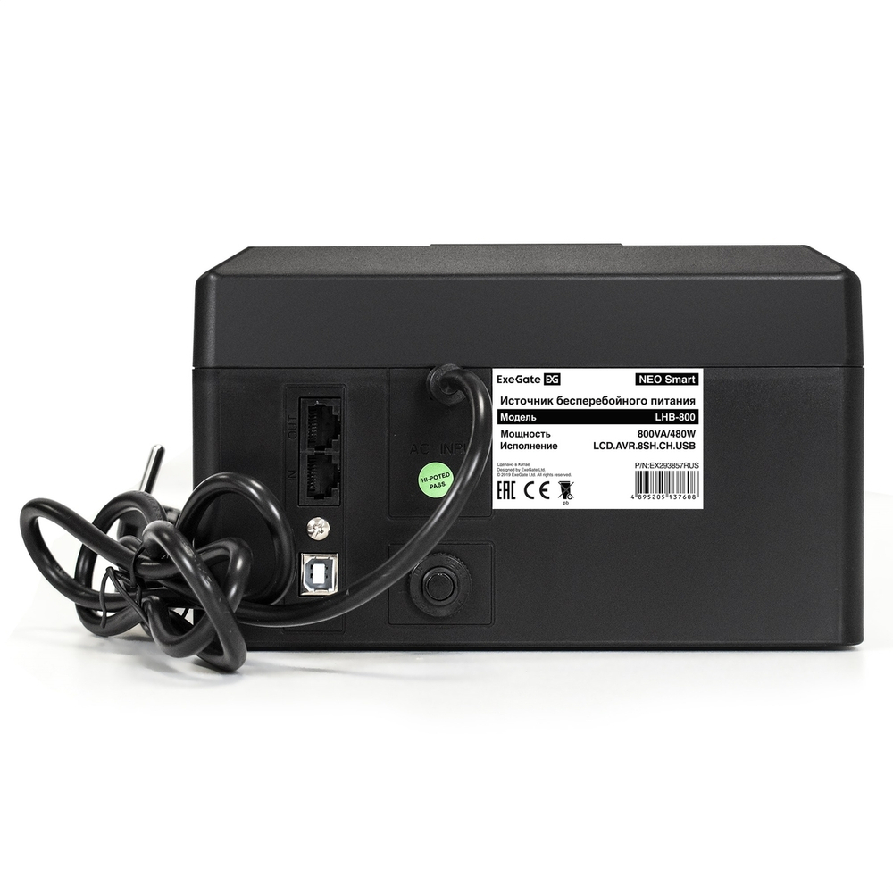Источник бесперебойного питания  Exegate NEO Smart LHB-800.LCD.AVR.8SH.CH.RJ.USB