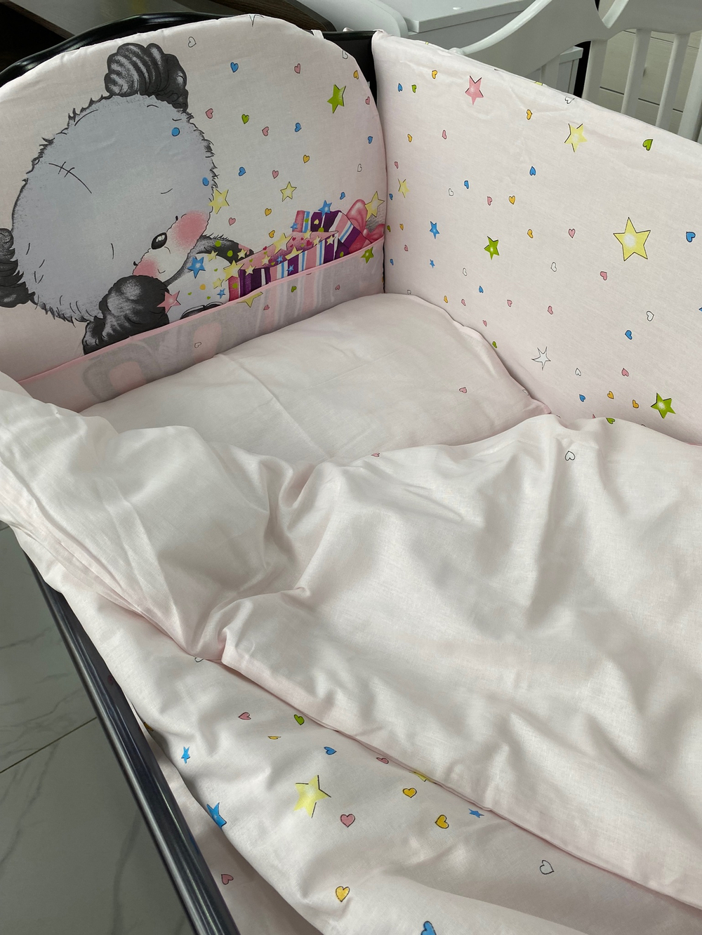 Комплект в кроватку 6-ти предметный "Счастливчик" (розовый/девочка)