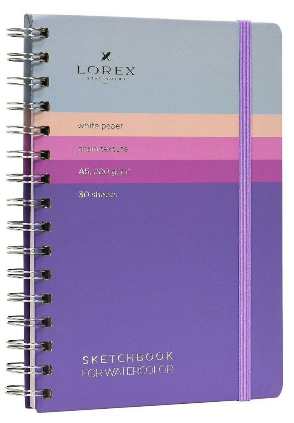 Скетчбук А5 30л. "Lorex curly aquarelle gradient touch" 200г/м2 тонированная бумага, тв.облистер soft to