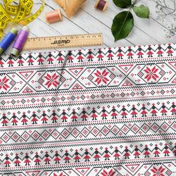 Ткань ниагара плотная славянская вышивка полосками на полотенце