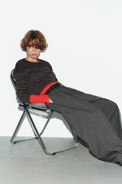 ZARA БРЮКИ С ЗАЩИПАМИ И КЛАПАНАМИ, ТЕМНО-СЕРЫЙ