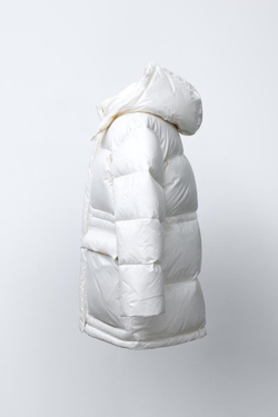 ZARA ПУХОВИК С НАПОЛНИТЕЛЕМ ИЗ ПЕРА И ПУХА WATER REPELLENT, ЭКРЮ