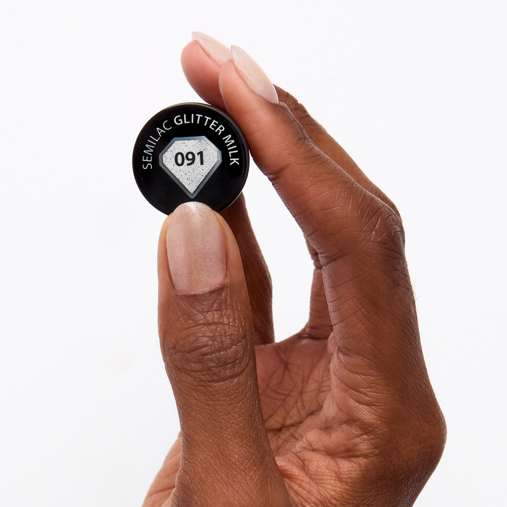 Semilac UV Hybrid Black & White - Гибридный лак для ногтей оттенок 091 Glitter Milk, 7 ml