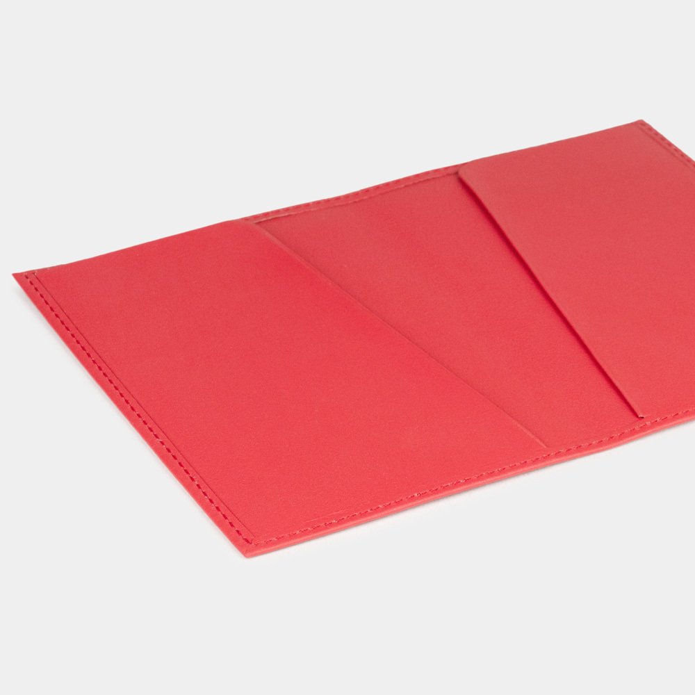 Обложка для паспорта из натуральной кожи теленка, красного цвета