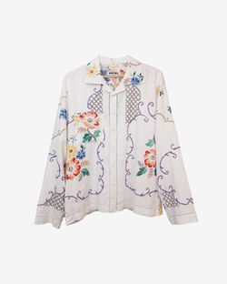 Рубашка Украшенная Вышивкой Крестиком / Criss-Cross Bouquet Long Sleeve белая