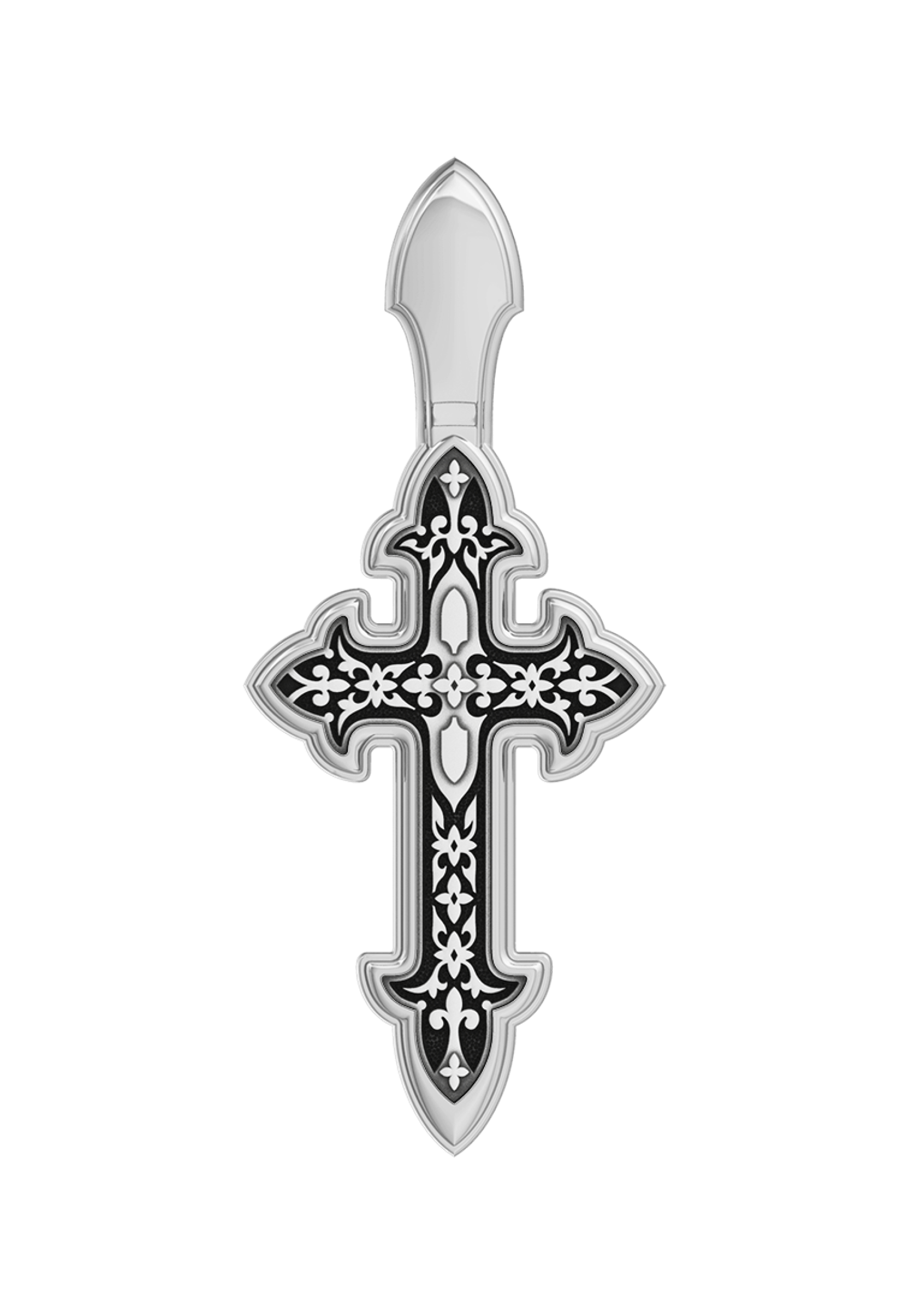 Крестик нательный серебряный с чернением.