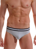 Мужские трусы-слипы с резинкой в полоску (Размер: XXL) (Цвет: белый)