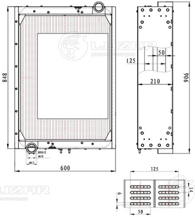 LRc 0674 -  Радиатор охлаждения для а/м БелАЗ 7548/75481 с двиг. ЯМЗ-240 (шир.=600мм)