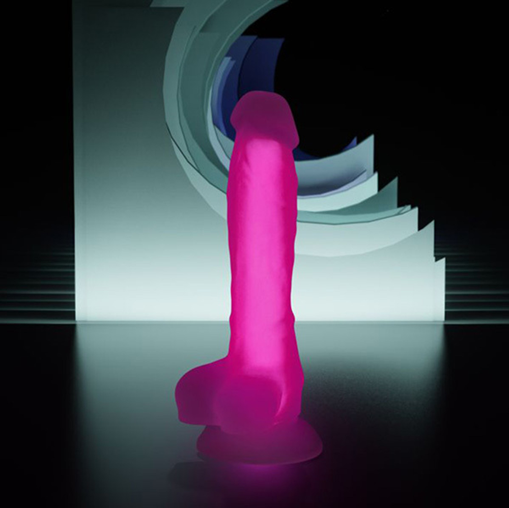 Прозрачно-розовый светящийся в темноте фаллоимитатор 22см ToyFa Beyond Clark Glow 872003