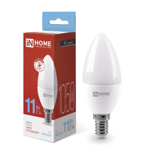 Лампа светодиодная LED-СВЕЧА-VC 11Вт 230В Е14 6500К  ХОЛОДНЫЙ 1050Лм IN HOME