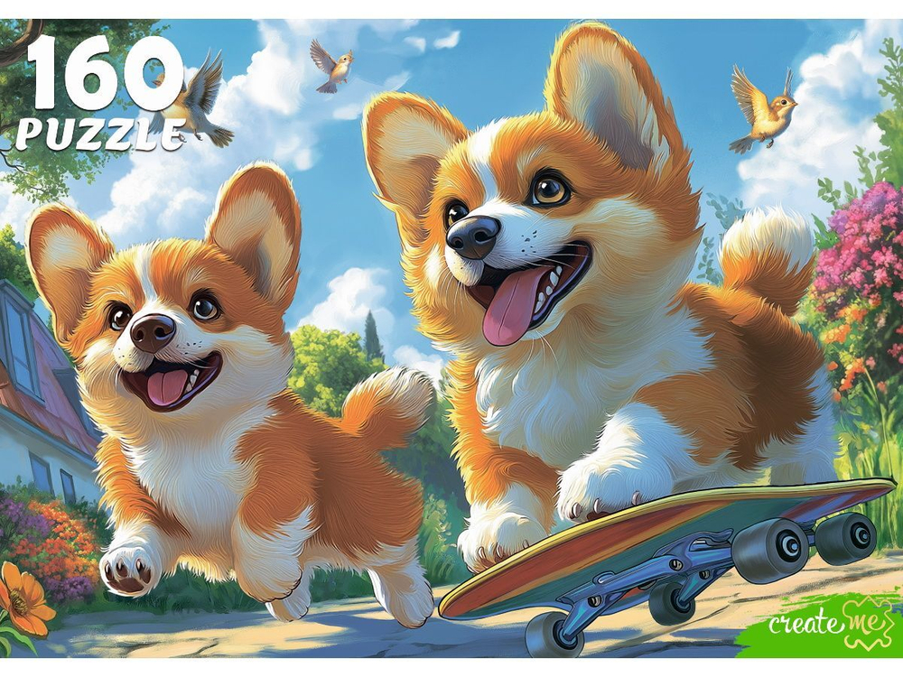 Пазлы 160 элементов 230*330мм "Веселые щенки корги"