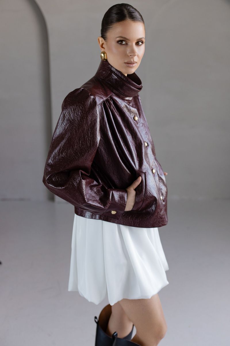 Юбка из шелка баллон мини молочная