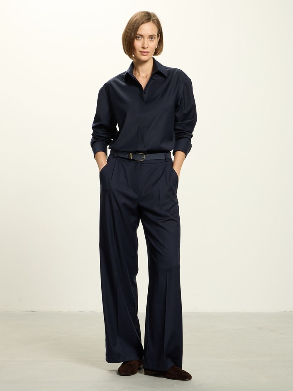 Рубашка Хельсинки синяя шерсть