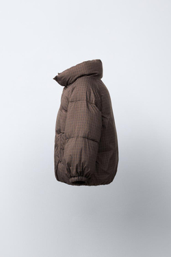 ZARA СТЕГАНАЯ КУРТКА В КЛЕТКУ, КОРИЧНЕВЫЙ