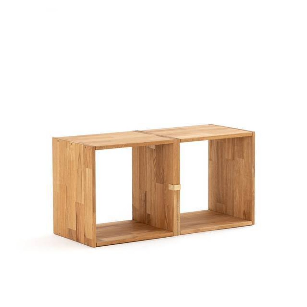 Комплект полок Эдгар 35х28х35 см деревянных / Полки напольные дизайнерские / стеллаж модульный - 2 куба из массива дуба, цвет натуральный дуб