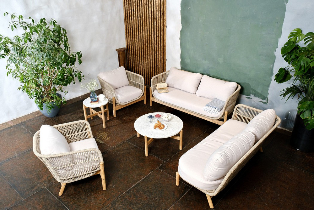 Диванная группа из тика Joygarden ТАЛАРА XL, Natural Teak, бежевый