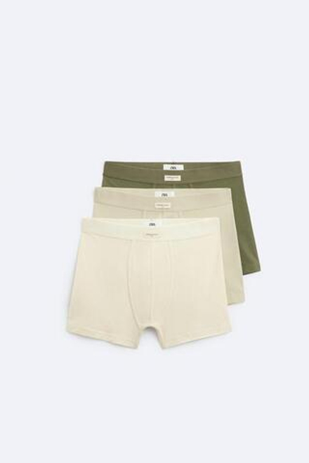 ZARA НАБОР ИЗ ТРЕХ ТРУСОВ-БОКСЕРОВ ИЗ МЯГКОЙ ТКАНИ, РАЗНОЦВЕТНЫЙ