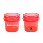 Ведро пластиковое, прозрачное, красное, 13 литров MaxShine, MSB001-R