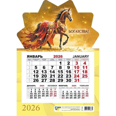 Календарь моно на магните 2026 символ года 9383 (Квадра)